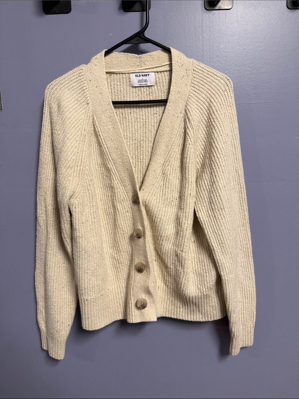 Old Navy Cream Chunky Ribbed Button-Up Cardigan